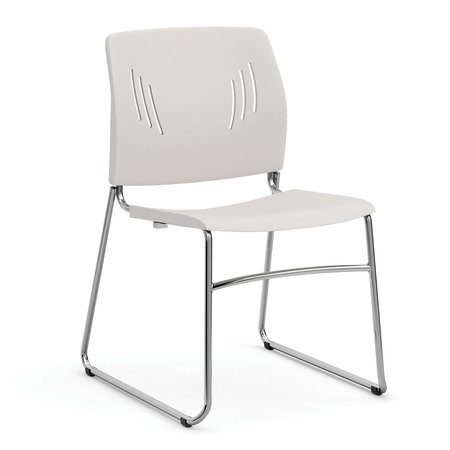 OFFICESOURCE Stacked Seating Armless Stackable Side Chair with Chrome Frame 3080WH